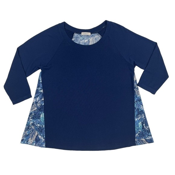 GILLI Oversized Top Women's Size Small 3/4 Sleeve Round Neck Blue Made in USA - Picture 1 of 9